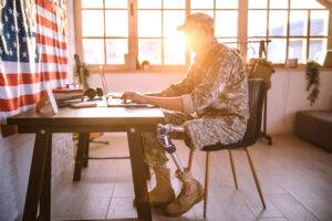 disabled veteran at laptop
