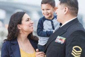 military man with wife and son