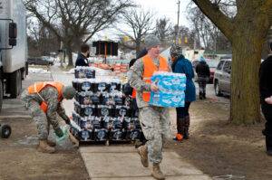 national guard distributing water