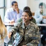 soldier shaking hands