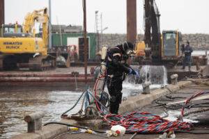 commercial diver on the docks