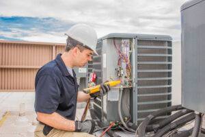 hvac/r technician on rooftop