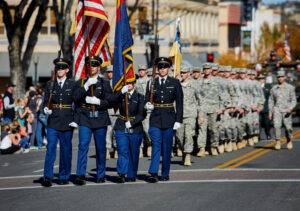 rotc members marching in parade