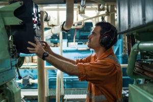 marine engineer inspecting ship