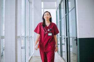 nurse walking hallway