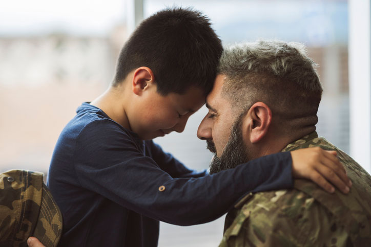 reunited soldier father and son