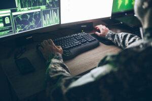 soldier in headquarter control center