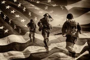 veterans over flag background