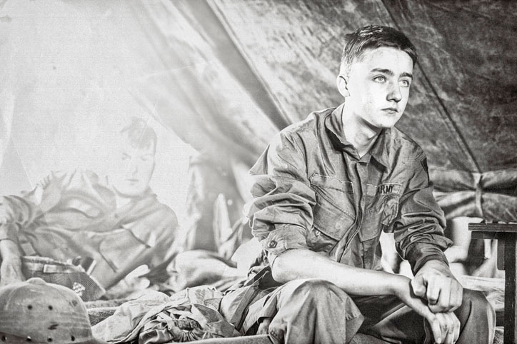 young infantryman on a cot