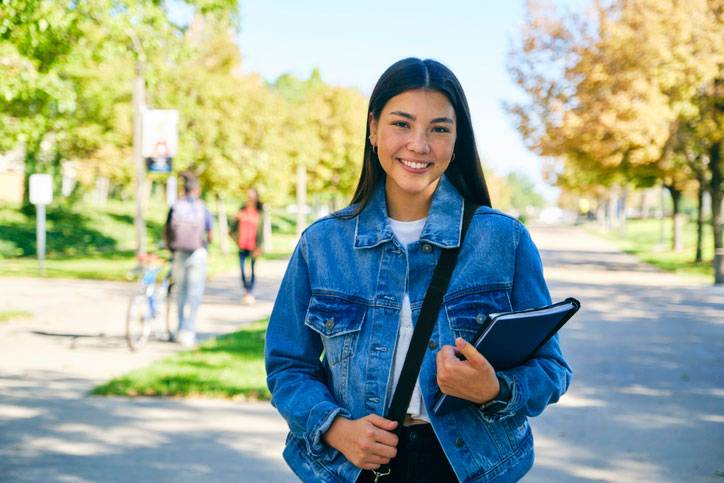 female college student on campus