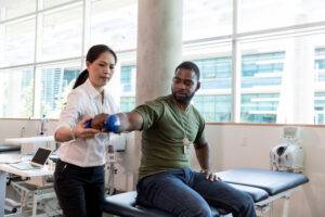 healthcare provider soldier on table