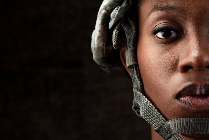 in-service female soldier closeup