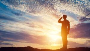 saluting at sunset