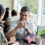Military Veteran speaking with an officer