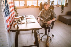 soldier in office chair